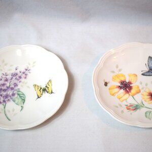 Vintage Pair Lenox Butterfly Meadow Dessert Party Plates 6 inch